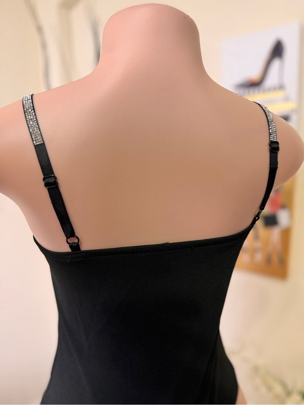 Black Rhinestone-Strap Bustier Tank Top - Picture 2 of 5